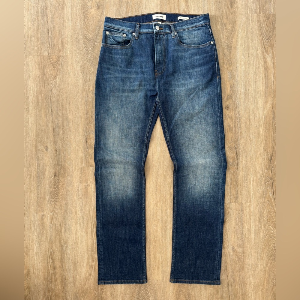 Frame Denim Men's Straight Jeans in Medium Blue Wash